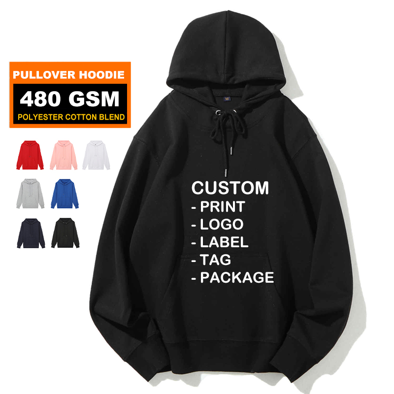 Custom Logo Blank Men's Hoodies Cotton Plain Hoodie For Man